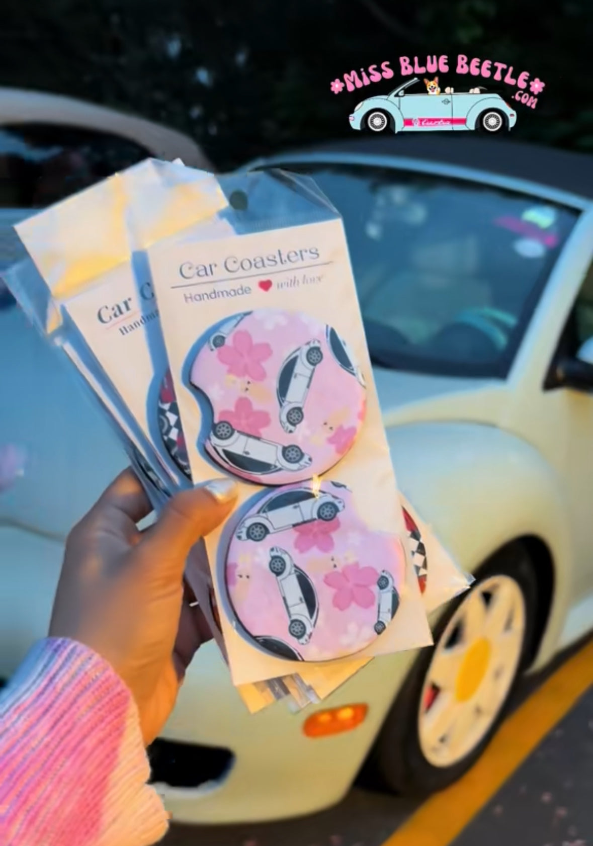 Blue punch buggy car coasters