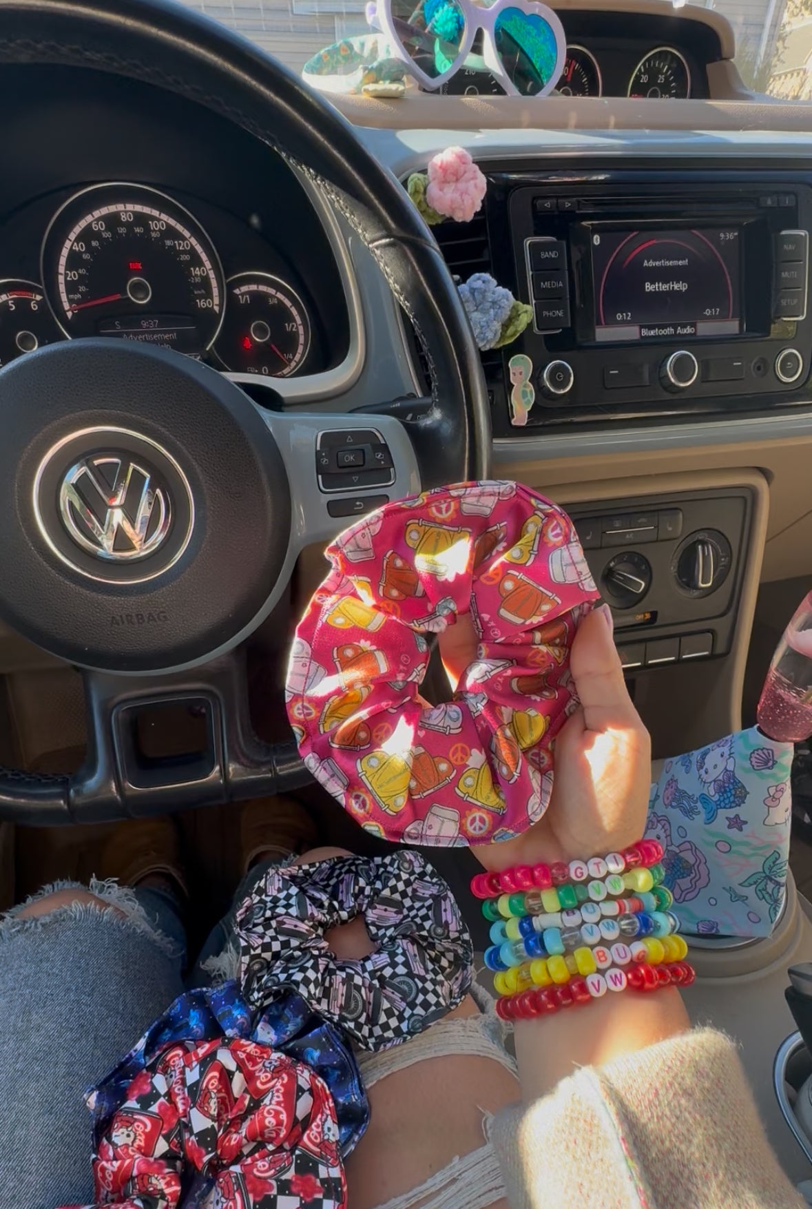 Hippie Bugs satin scrunchie