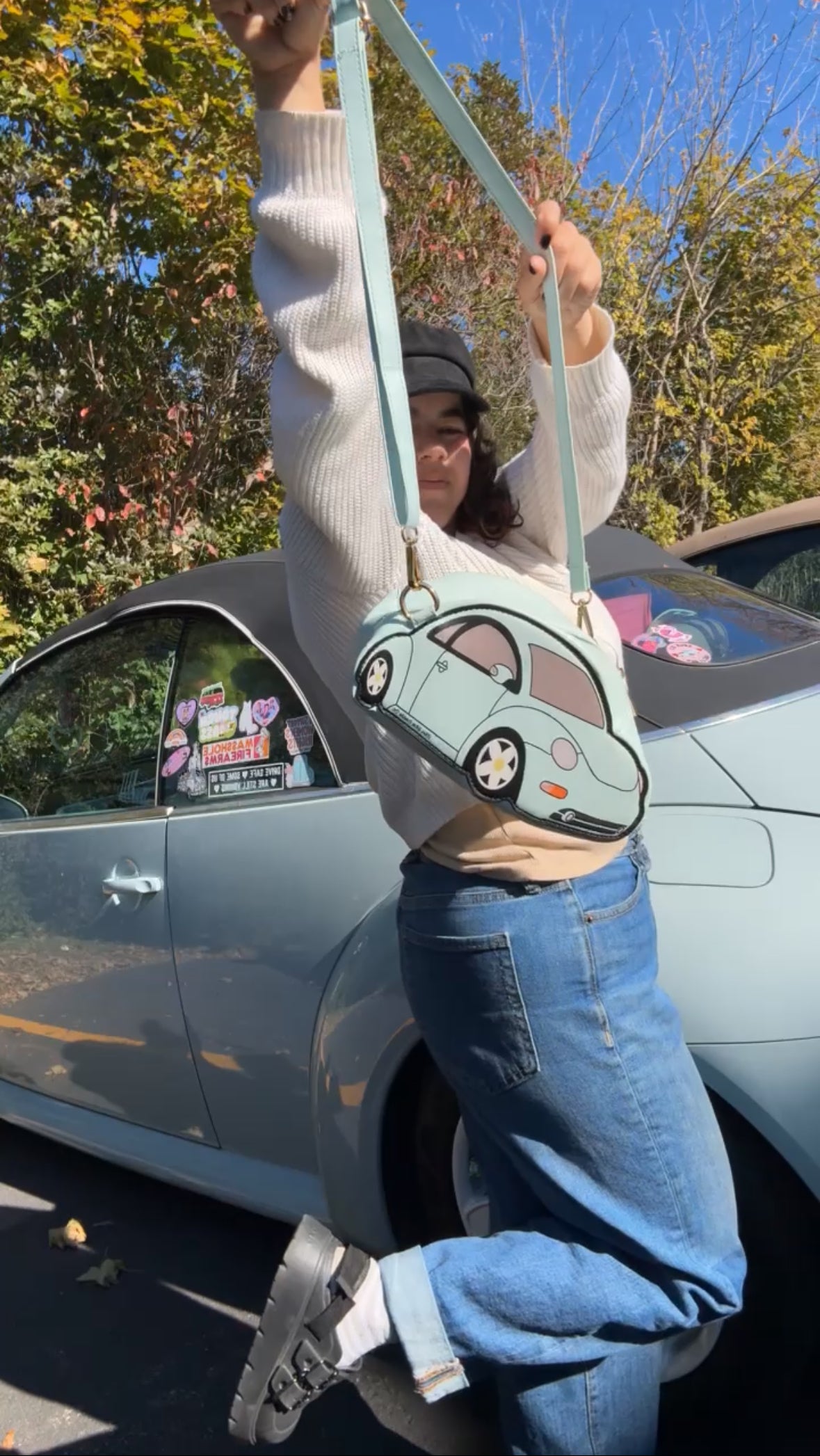 Blue Punch buggy cross body bag