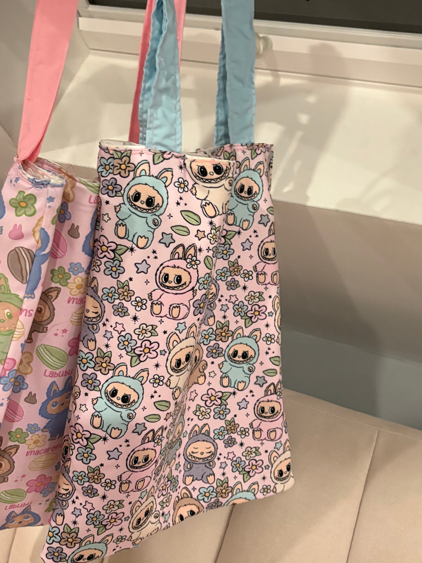Flower labubu tote bag