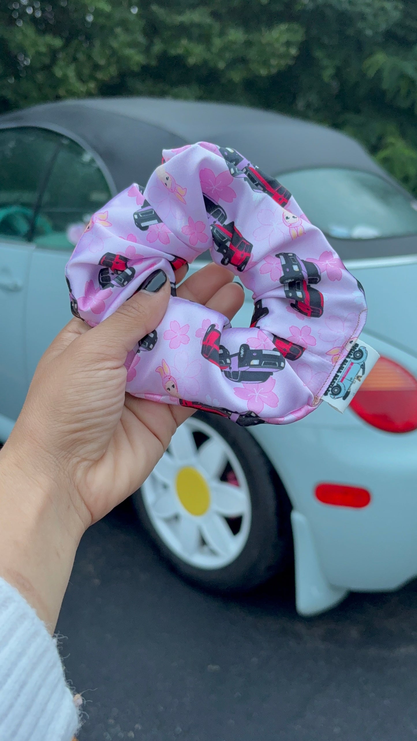 Pink & Red Element satin scrunchie