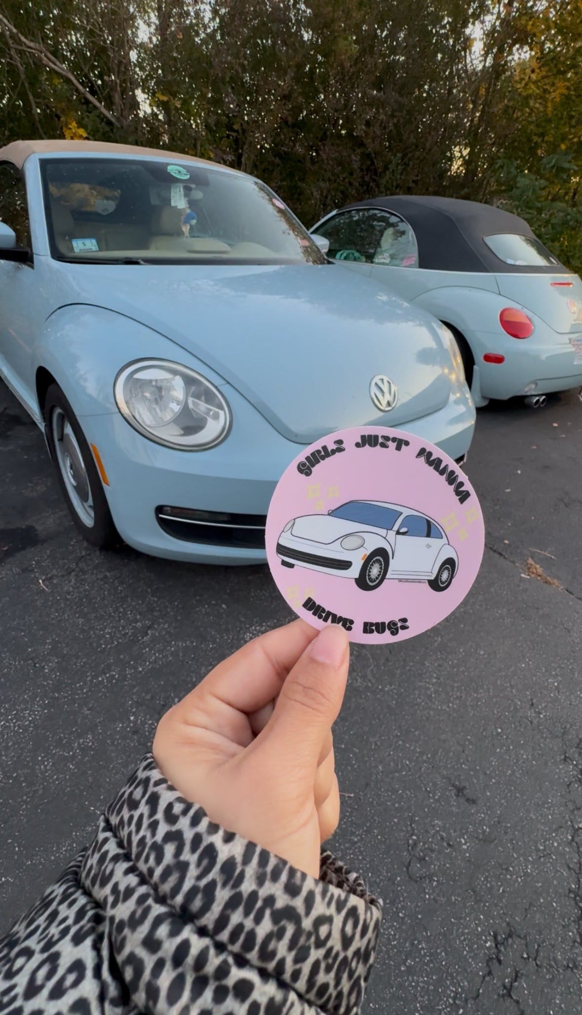 Girls just wanna drive white bugs A5 Weatherproof Decal