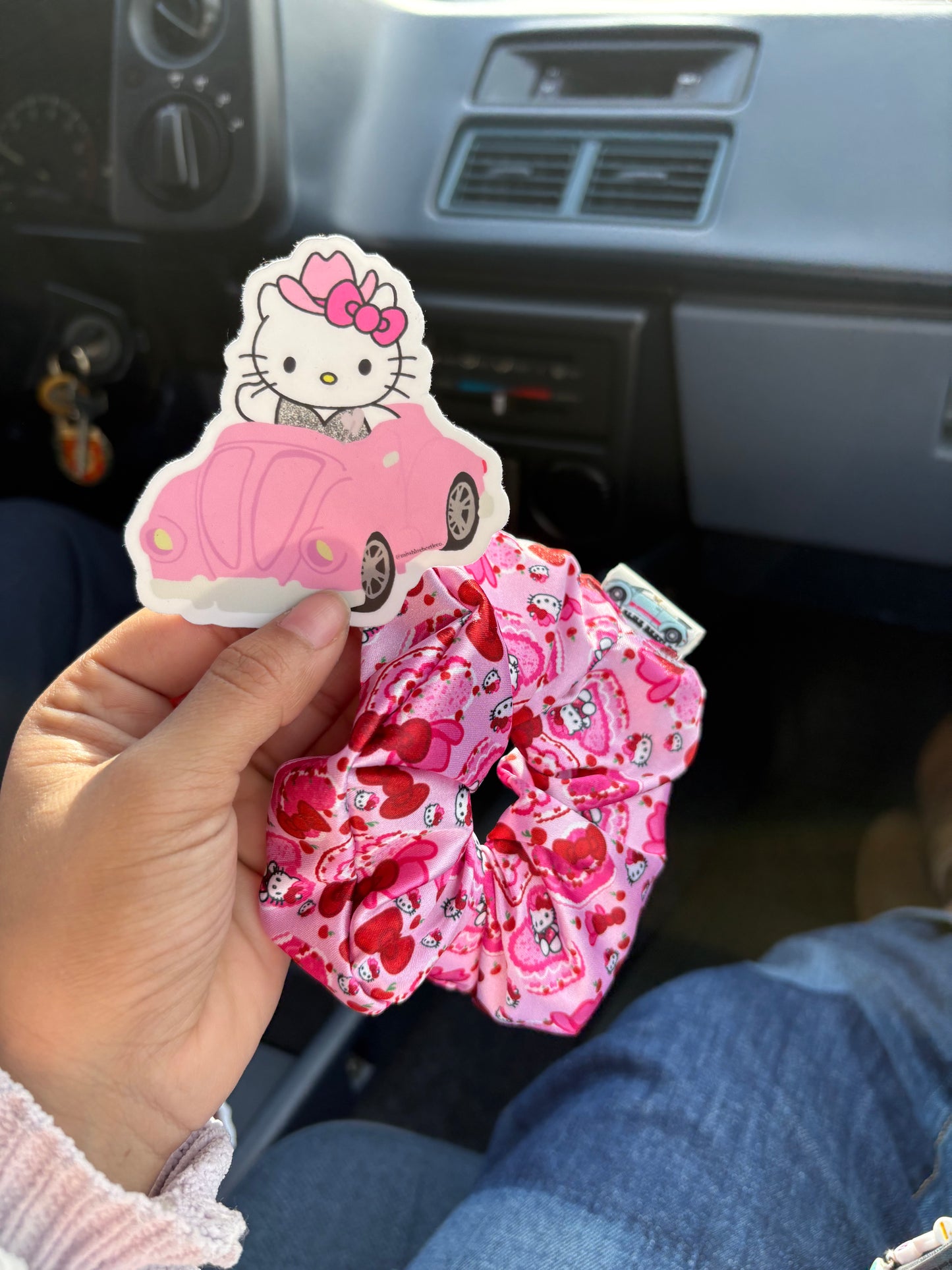 Cakes, Kitty, & cherries satin scrunchie