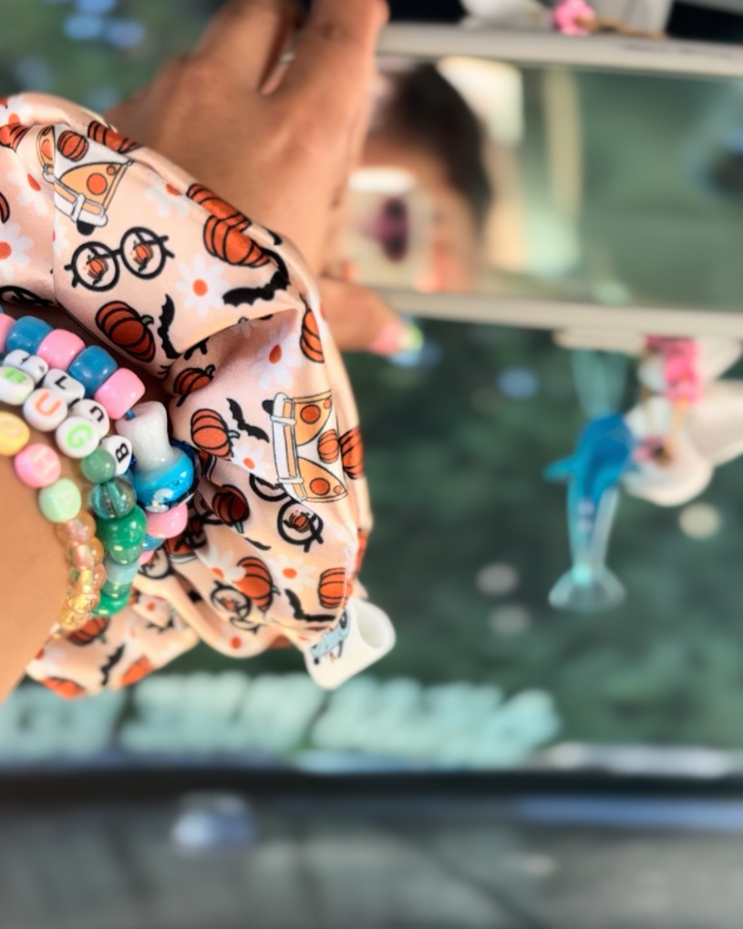 Halloween Bus Satin Scrunchie