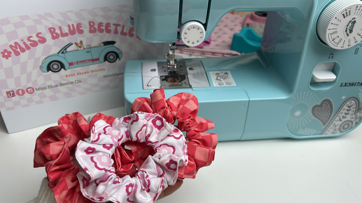 Pink flower scrunchie