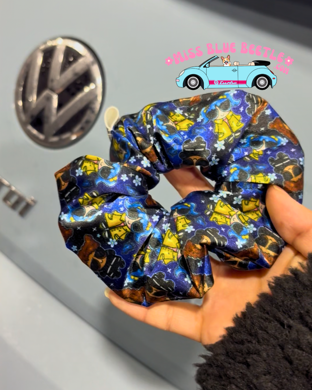 Blue Hair Girl satin scrunchie