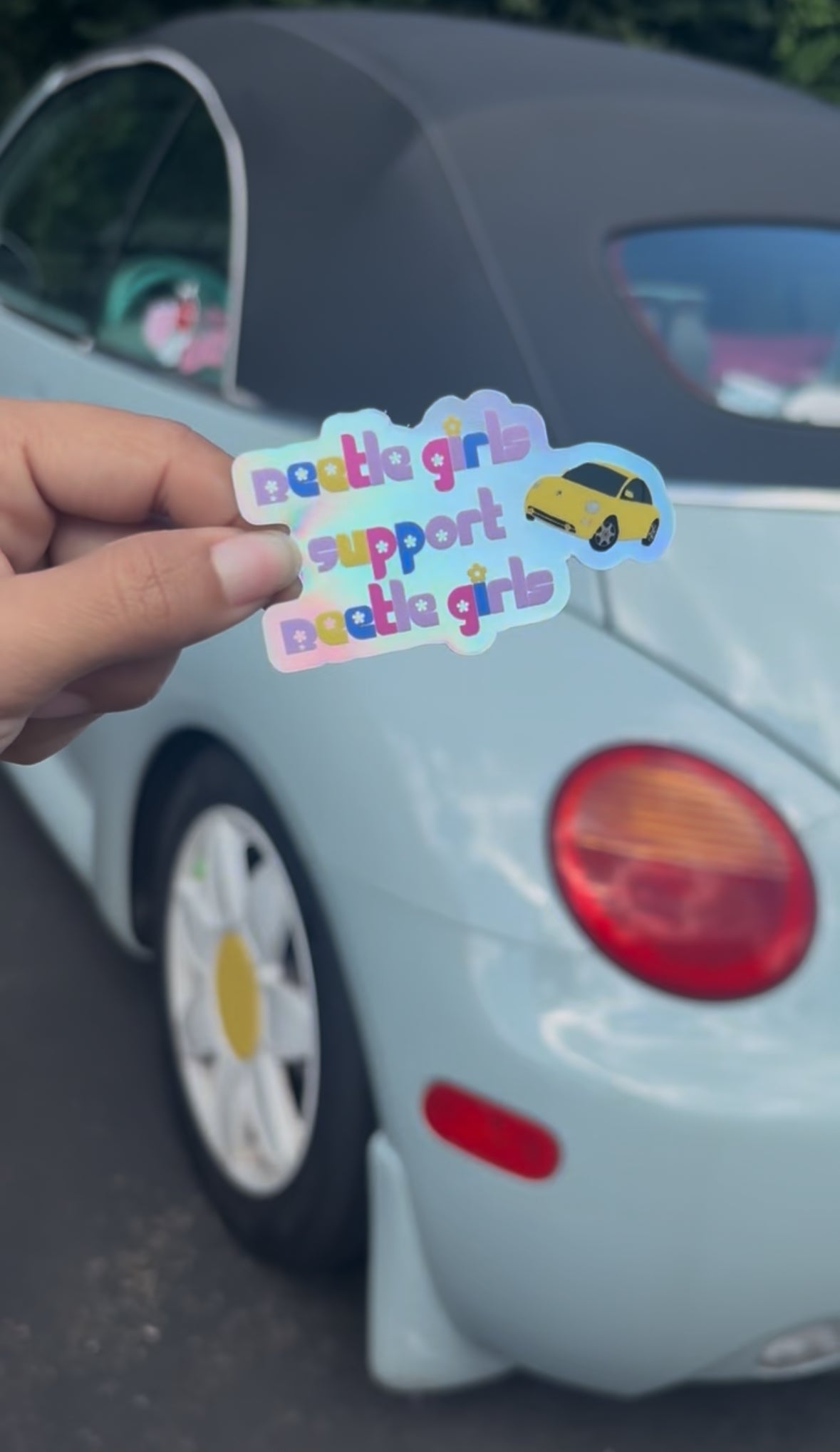 Beetle girls support beetle girls yellow Bugs weatherproof sticker