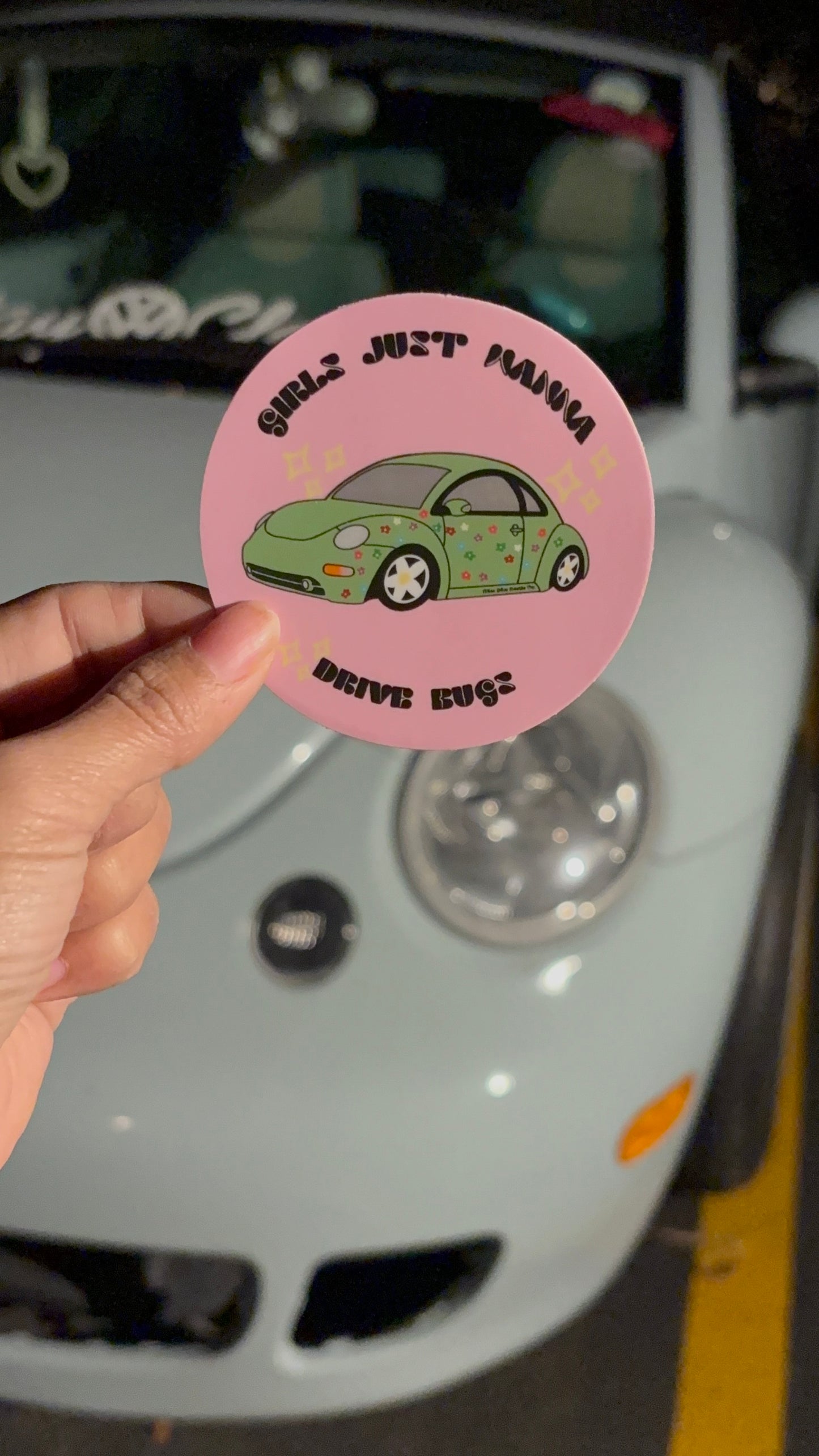 Girls just wanna drive green bugs NB Weatherproof Decal