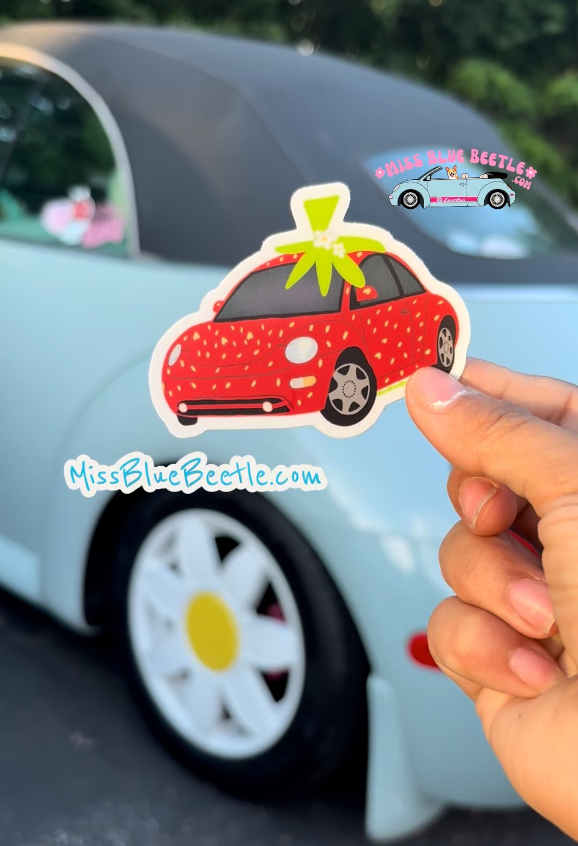 Strawberry bug weatherproof sticker