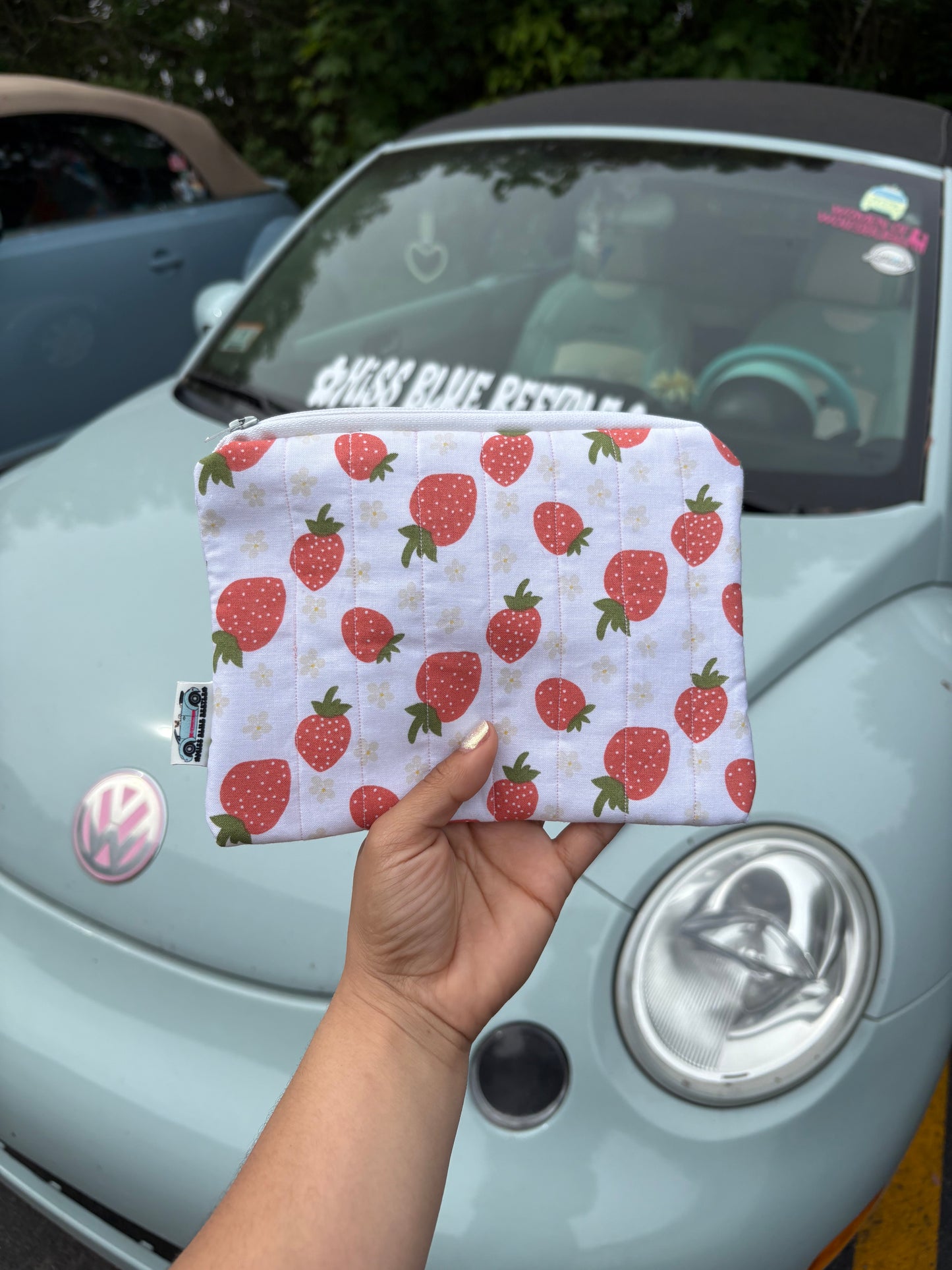 Quilted fresita makeup bag