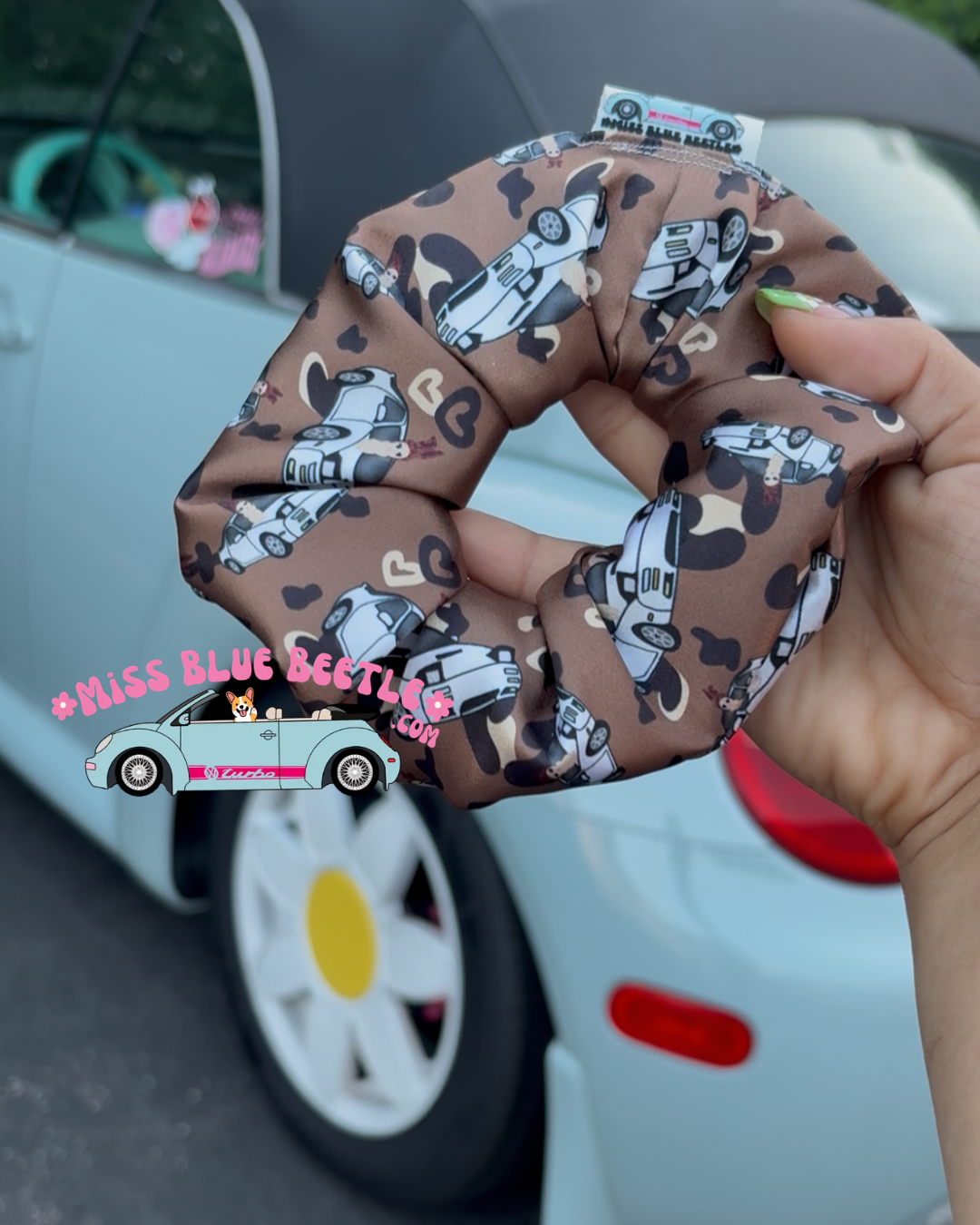 White leopard Rx7 scrunchie