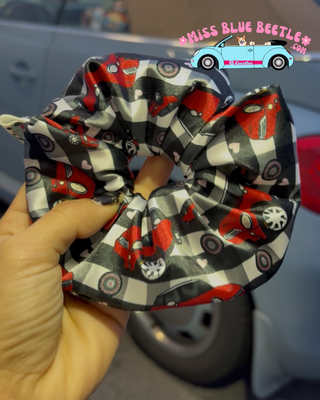 Mini Cooper satin scrunchie