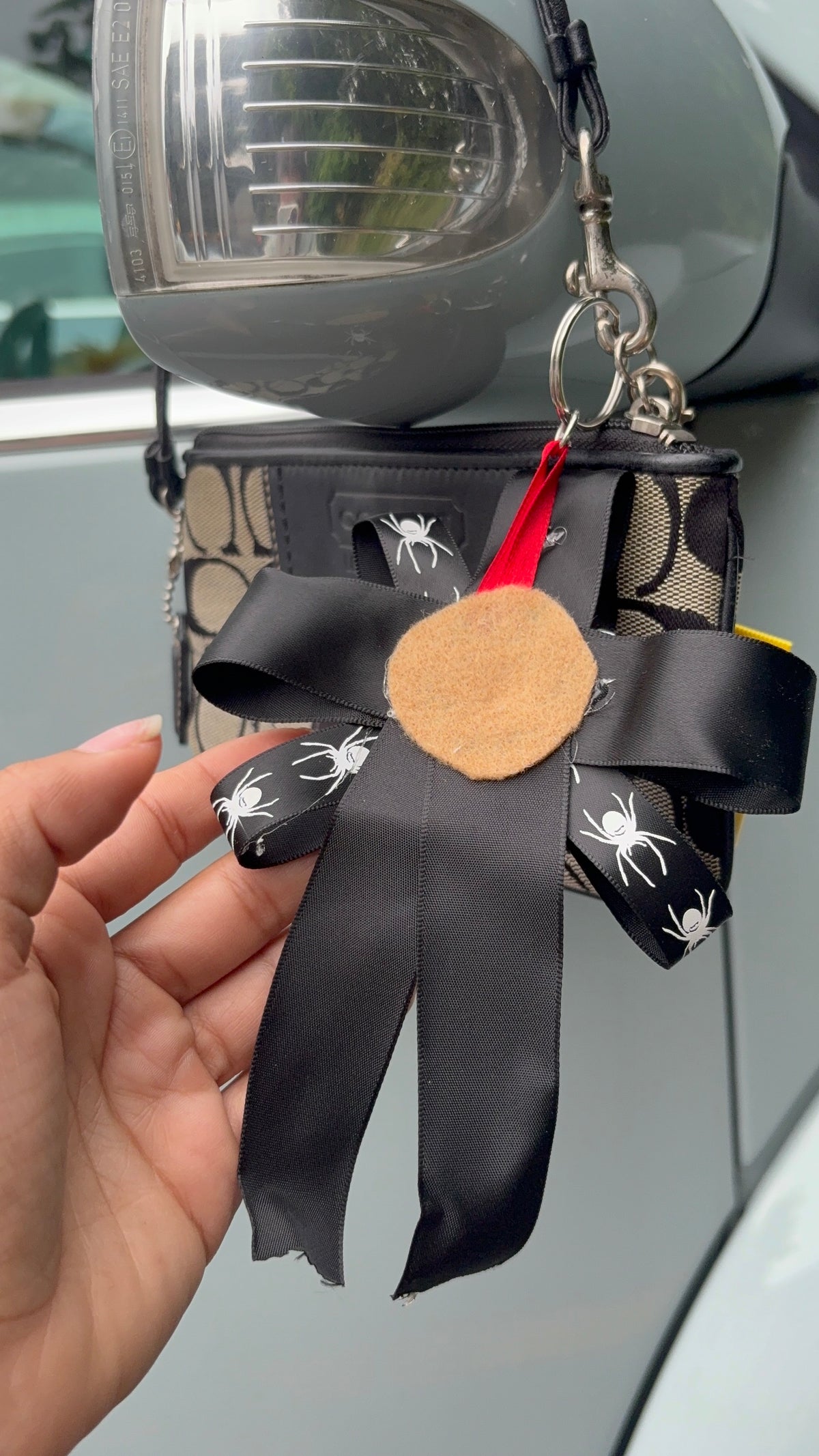 Goth Spider Ribbon Keychain