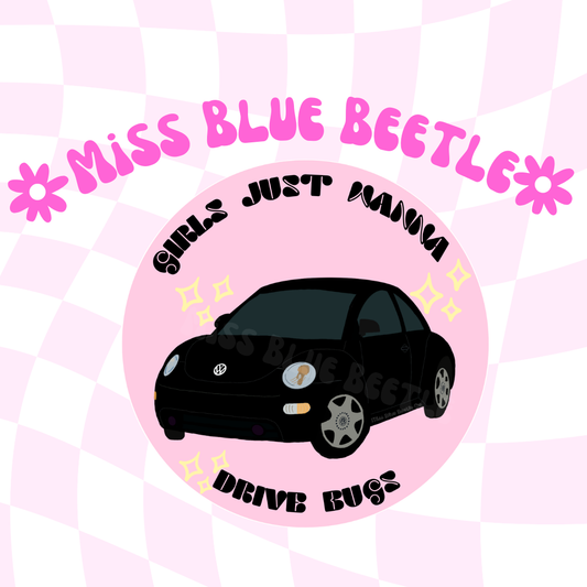 Girls just wanna drive bugs black NB sticker