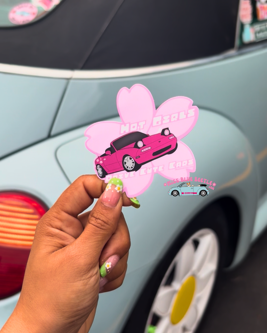 Hot Girls Drive pink Miata weatherproof sticker