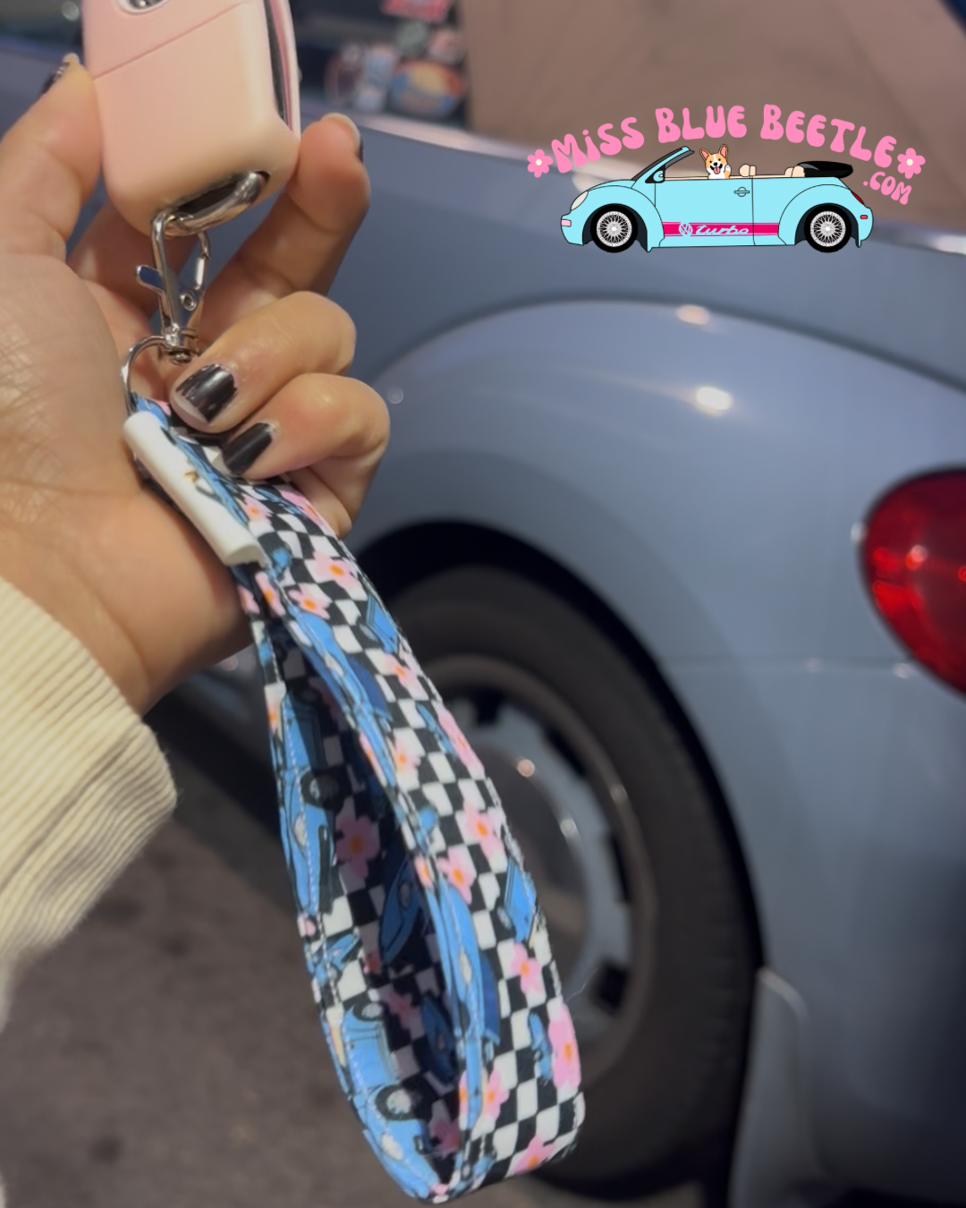 Denim Blue Bug Wrislets Keychain