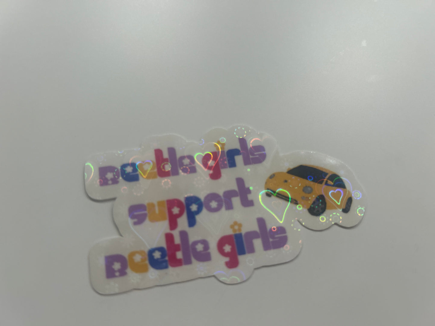 Beetle girls support beetle girls sticker with yellow bug