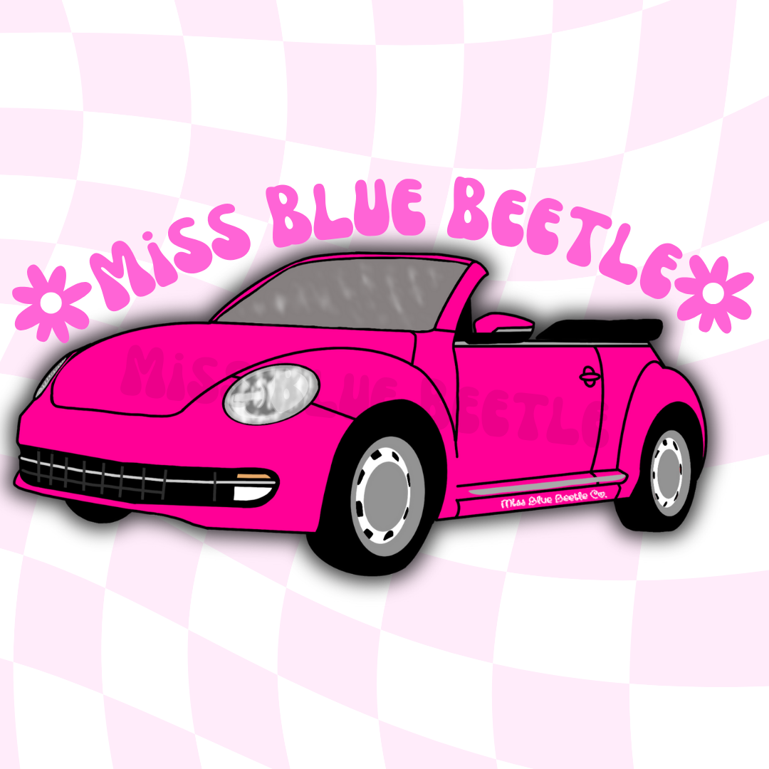 Pretty pink bug A5 convertible sticker