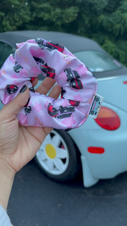 Pink & Red Element satin scrunchie
