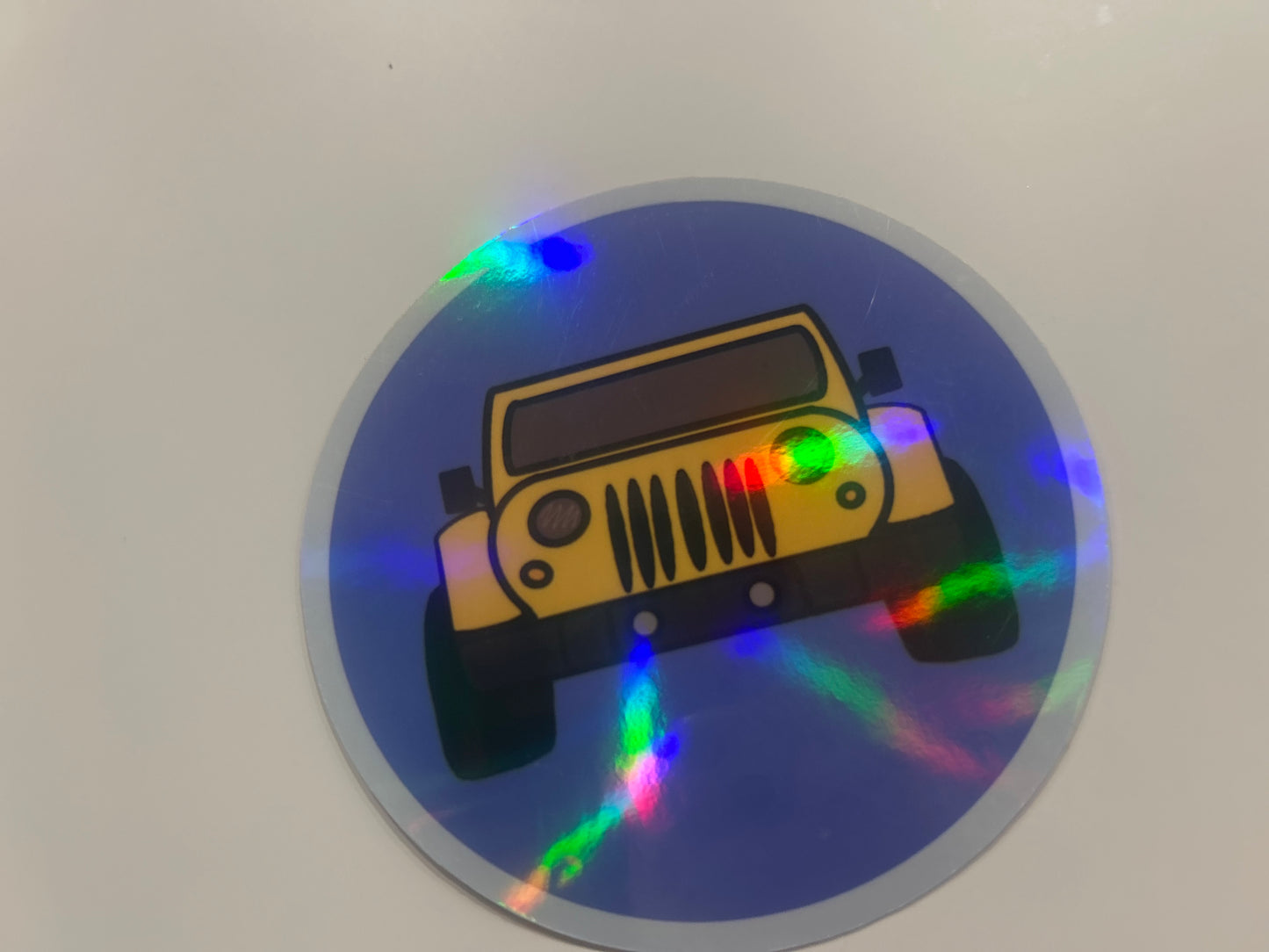 Yellow Jeepsy holographic circle sticker