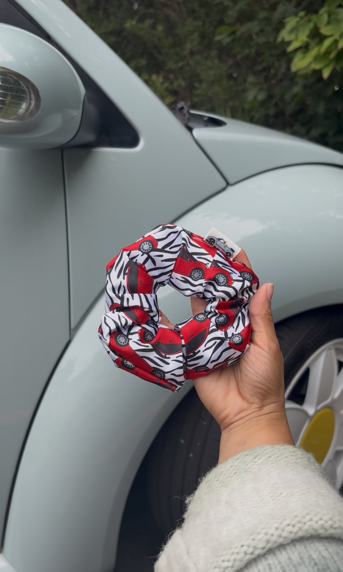 zebra red animal print punch buggy scrunchie