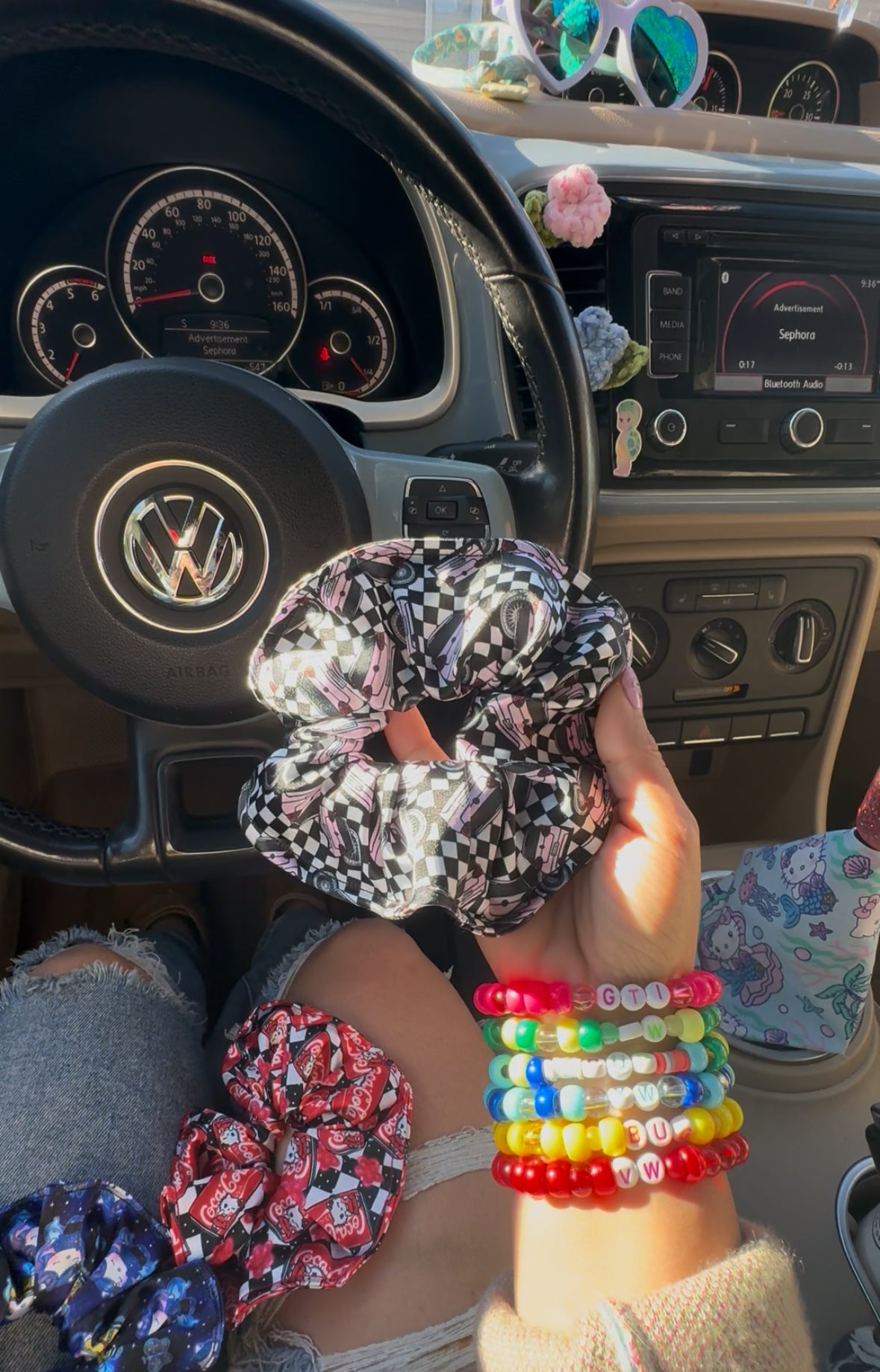Pink Gti satin scrunchie
