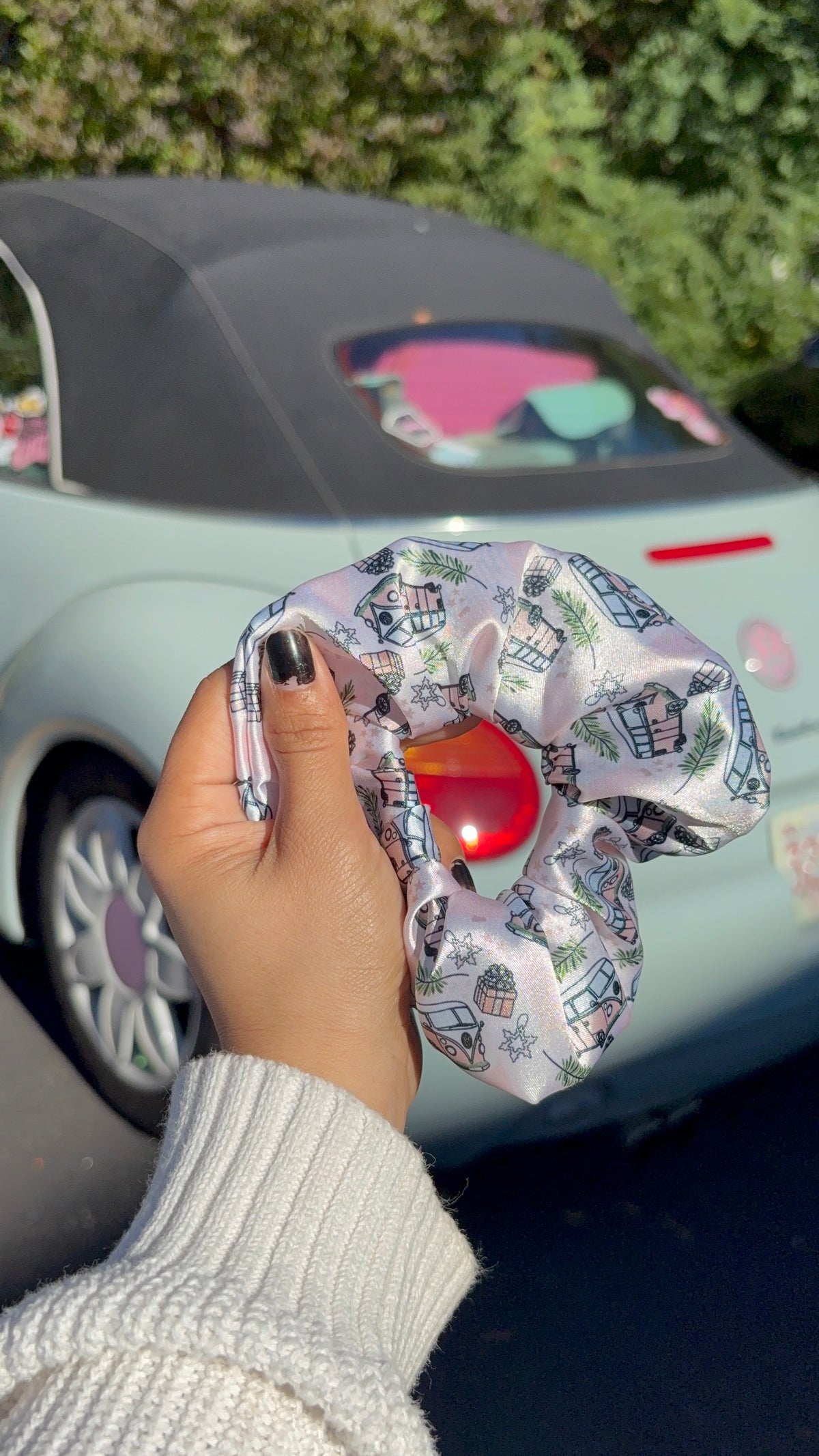 Winter Bus Satin Scrunchie