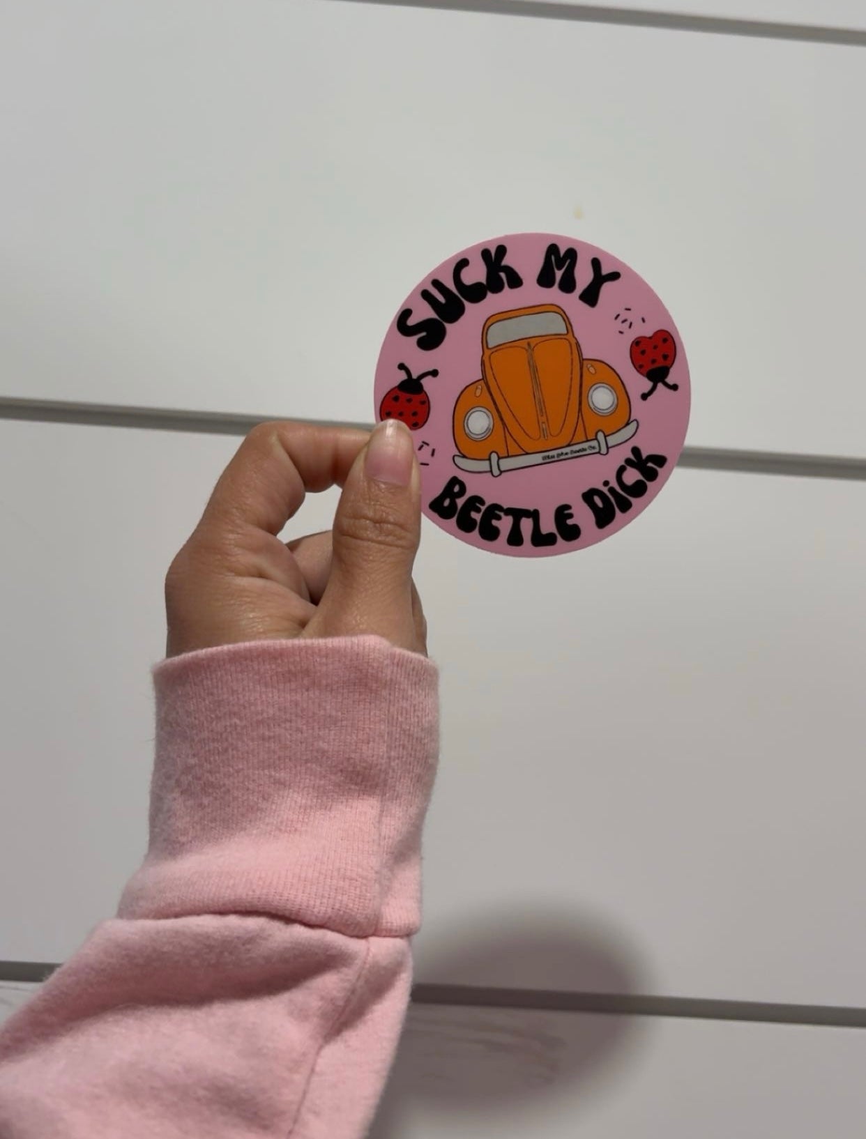 Suck my beetle orange Weatherproof Decal