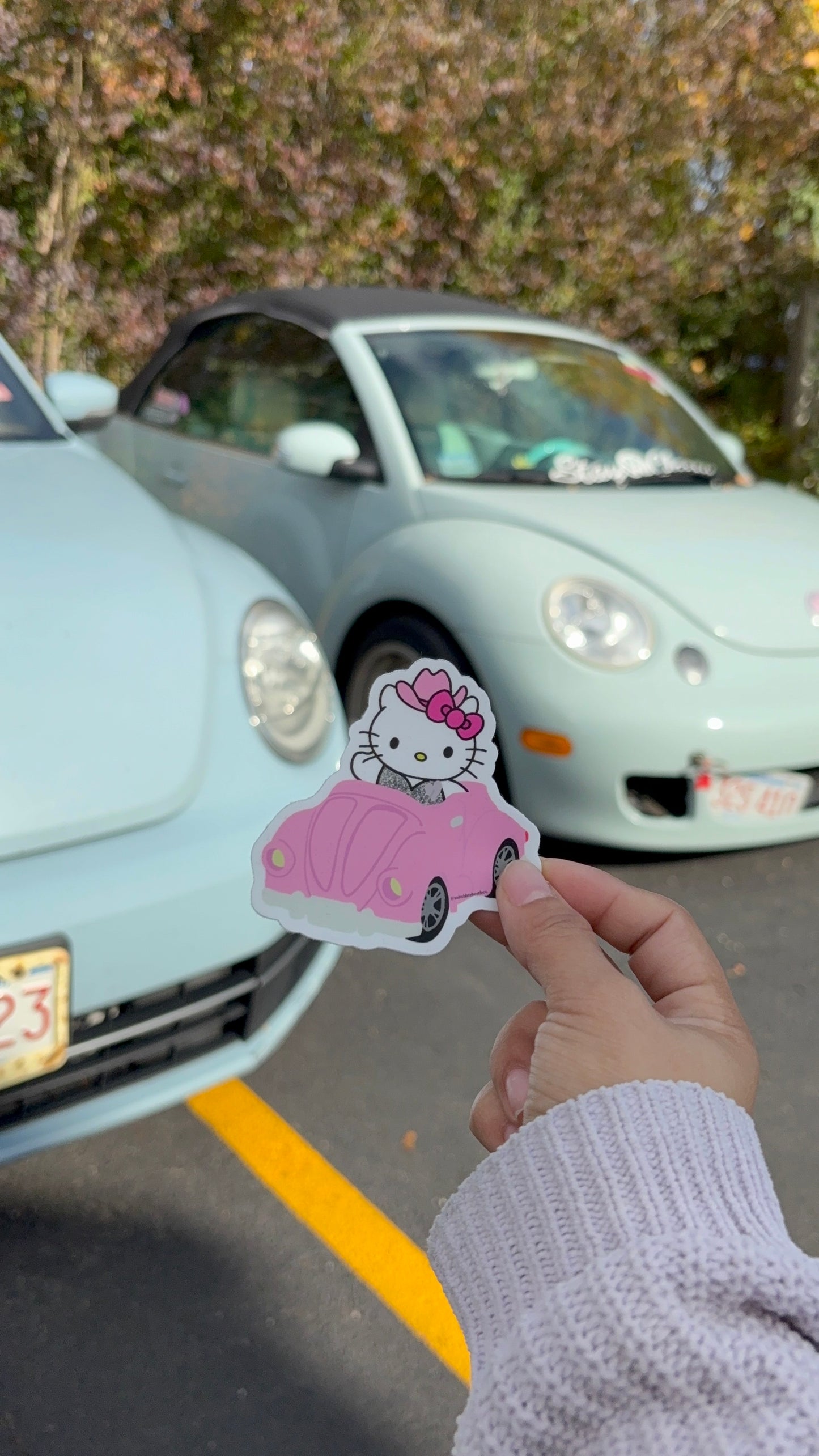 Kitty Beep Beep pink bug sticker