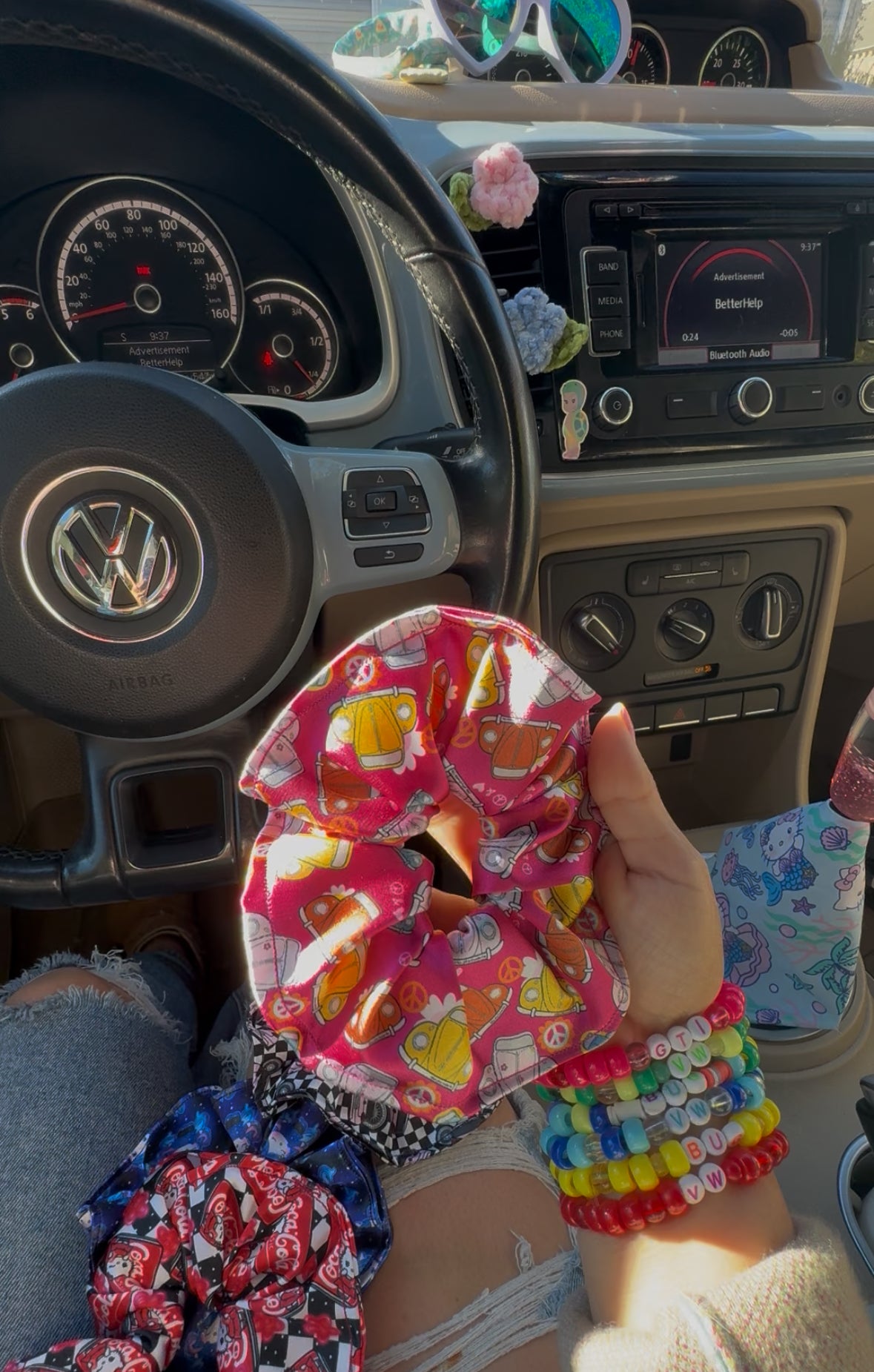 Hippie Bugs satin scrunchie