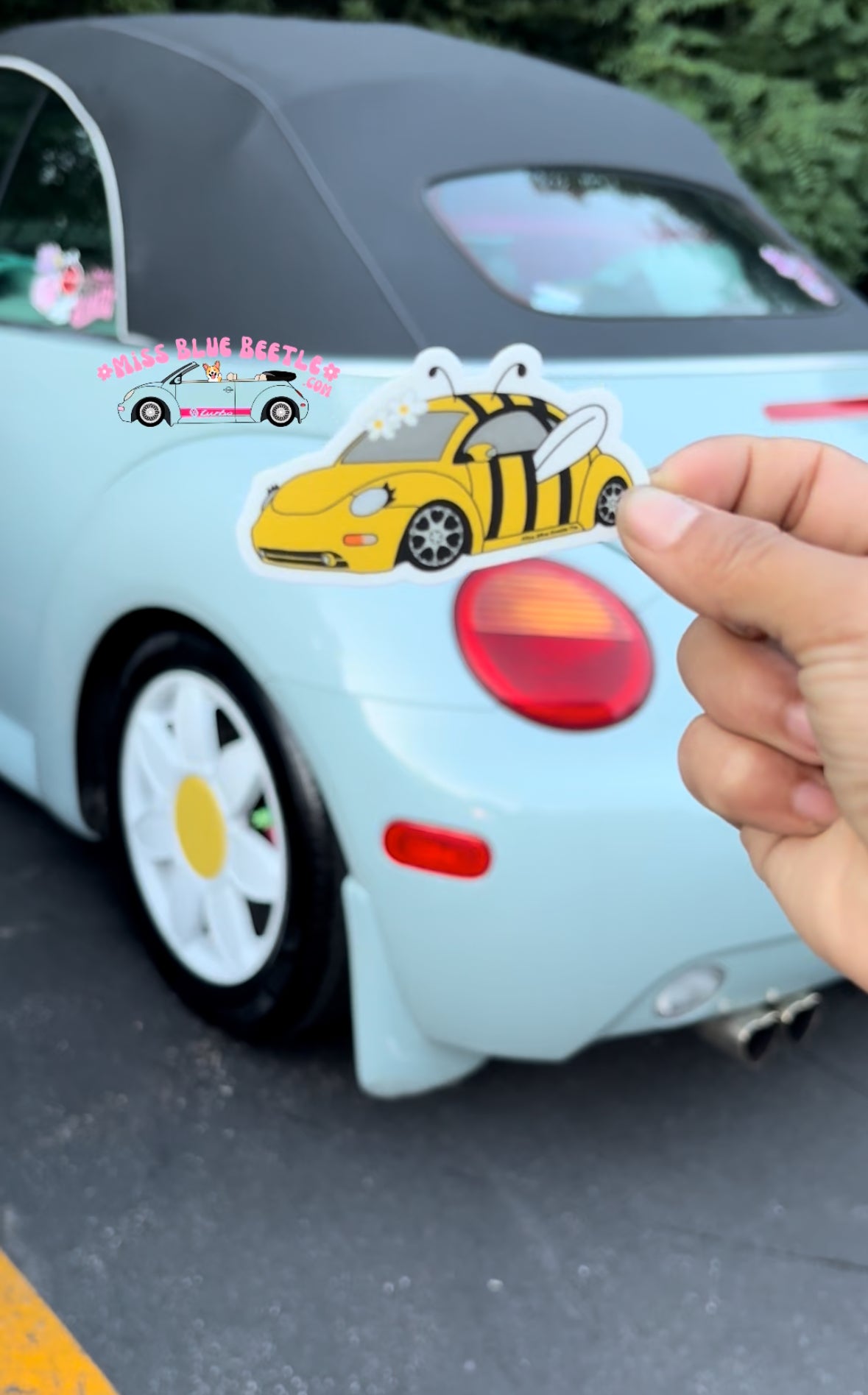 The Bee-tle yellow bug weatherproof sticker