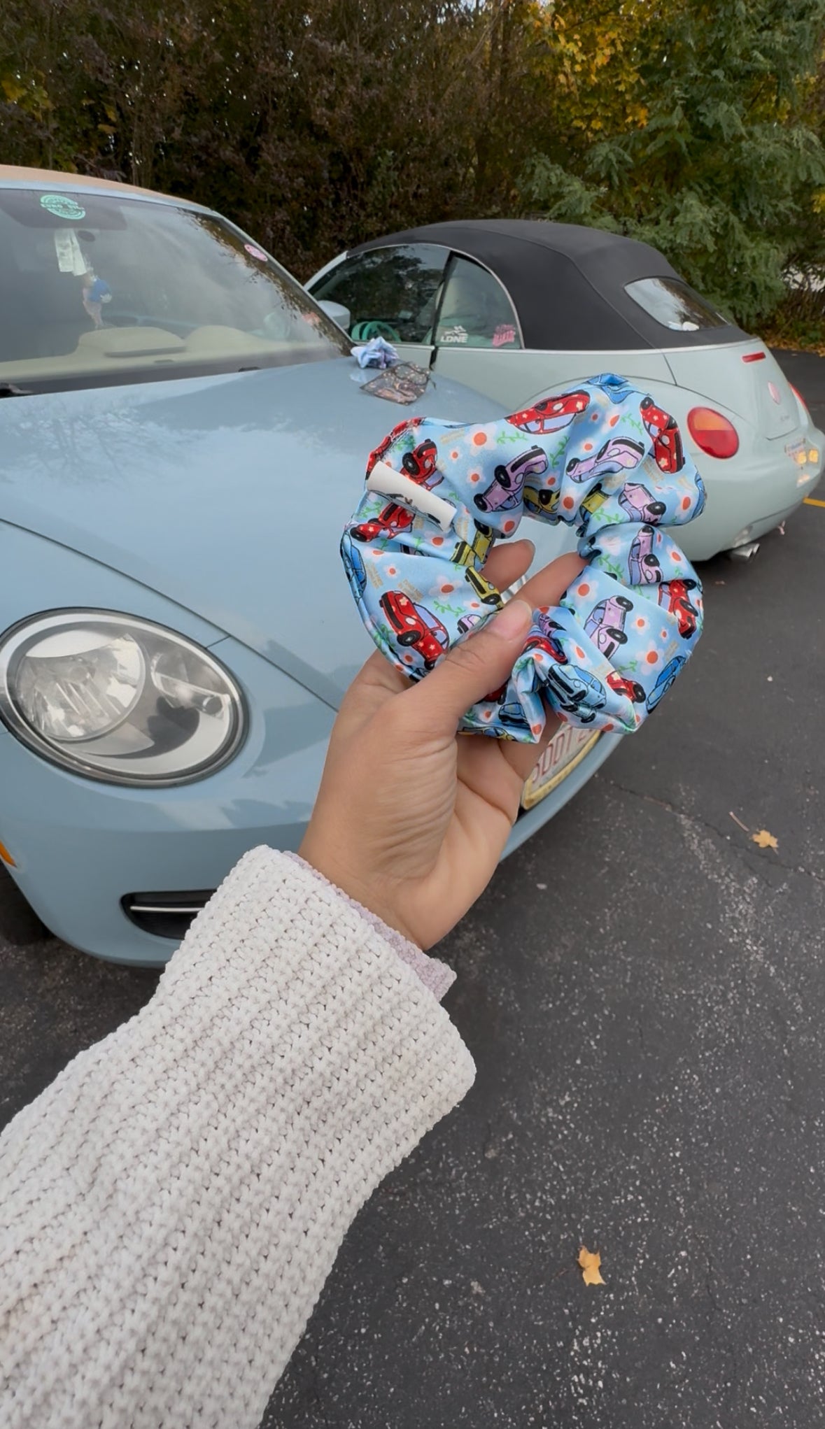 Flower Bugs satin scrunchie