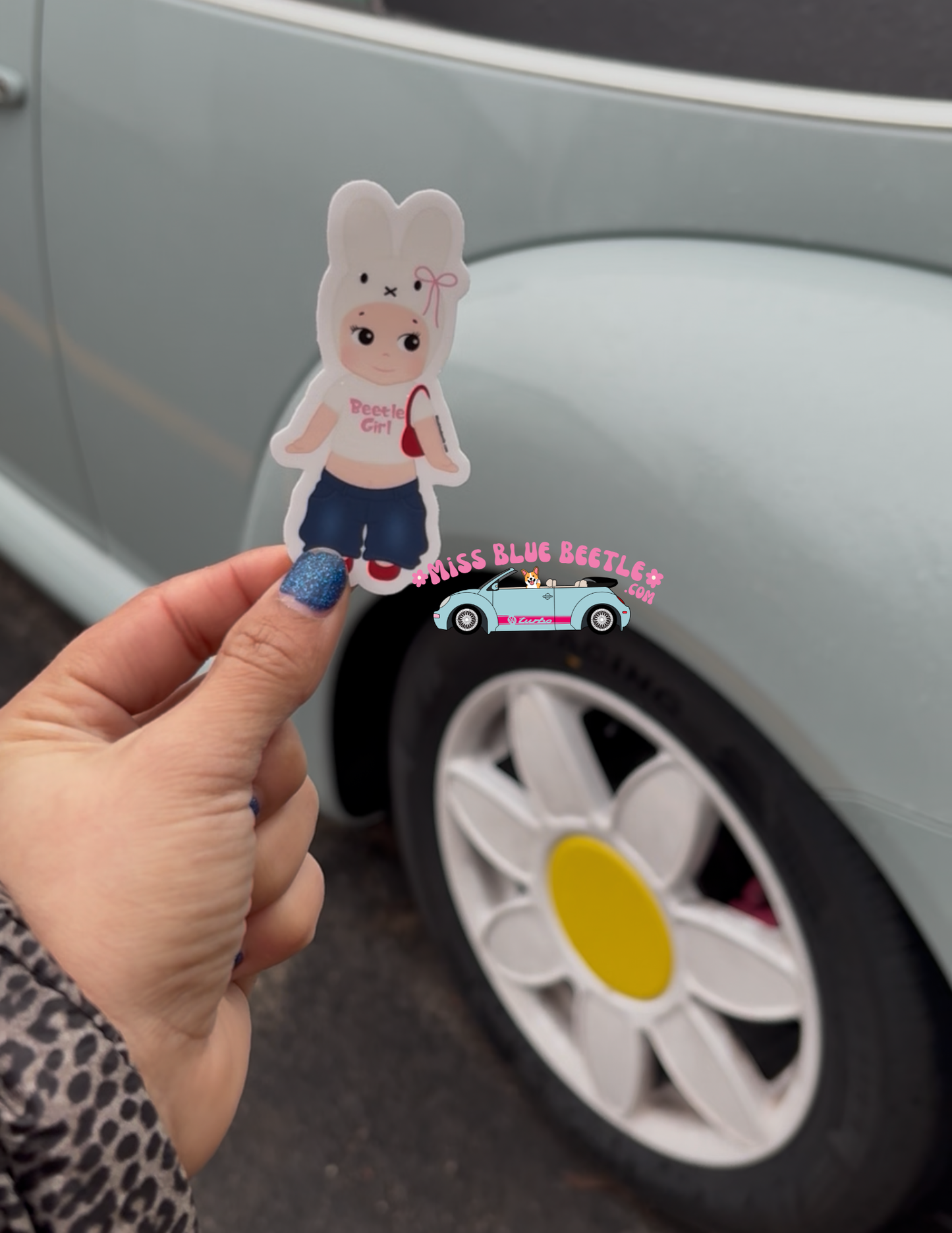 Beetle girl angel weatherproof decal