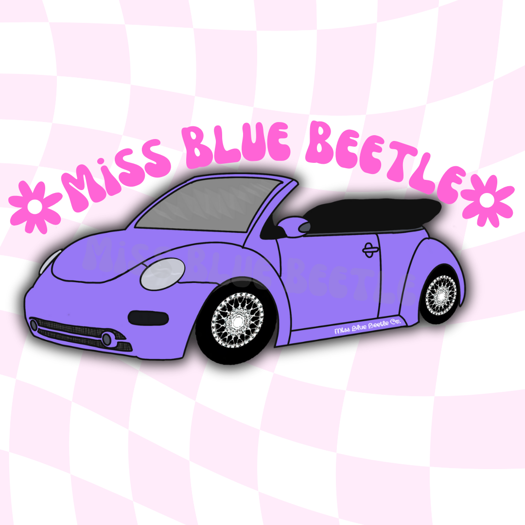 Purple bug new beetle convertible sticker