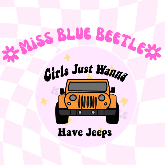 Girls just wanna have jeeps Orange sticker