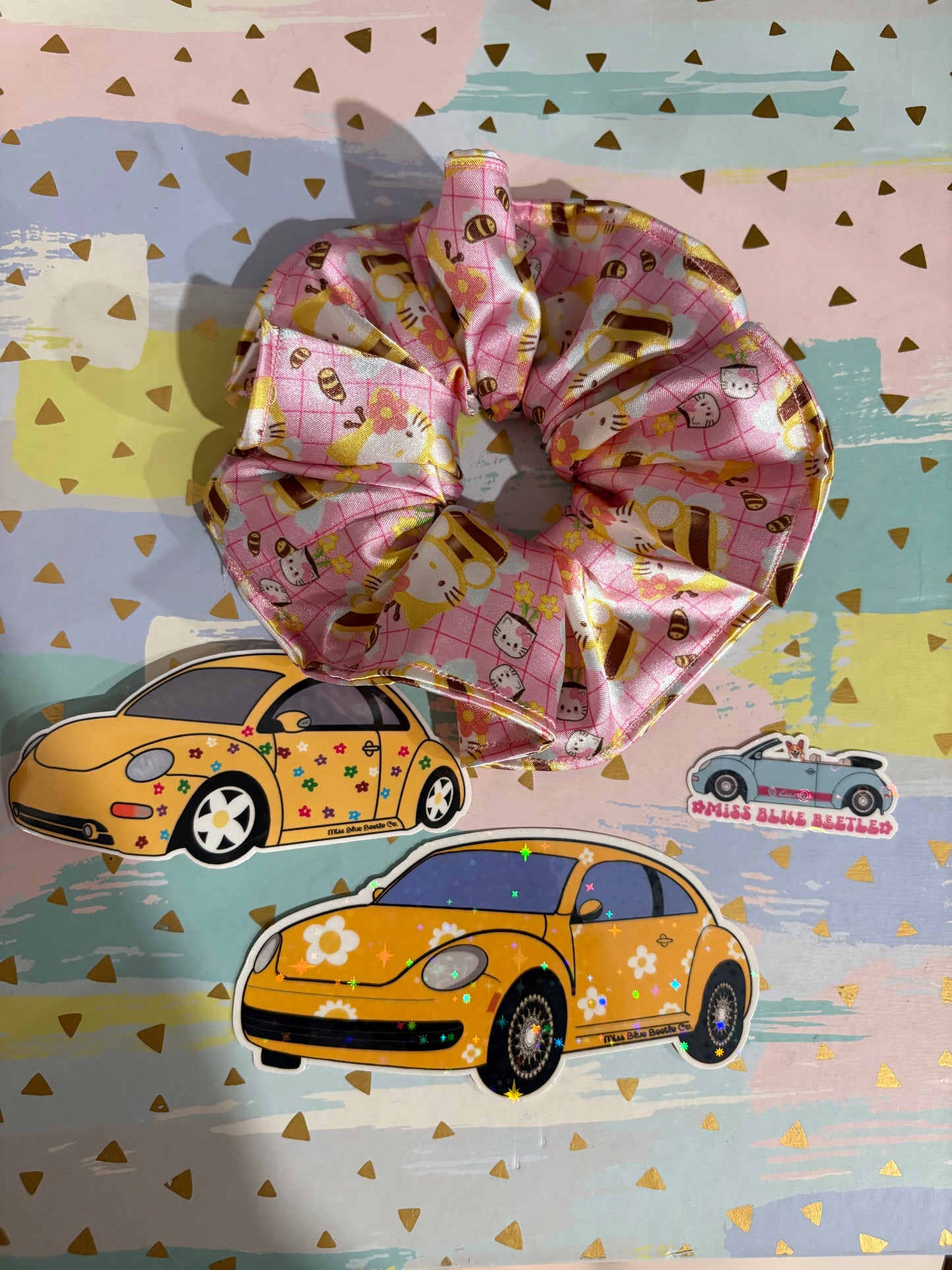 Hello bees satin scrunchie