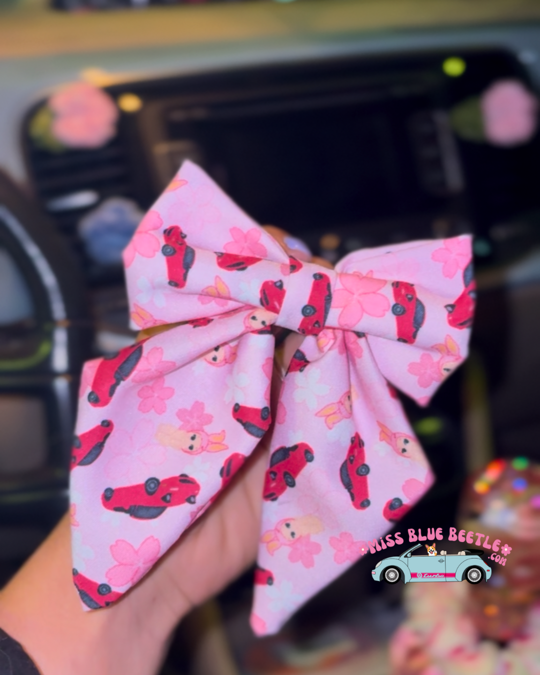 Pink on pink Miata hair bow