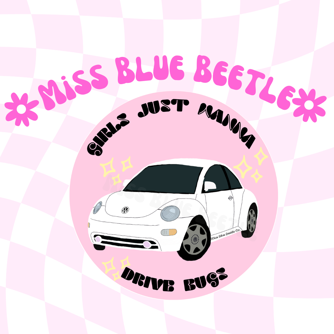 Girls just wanna drive bugs white NB sticker