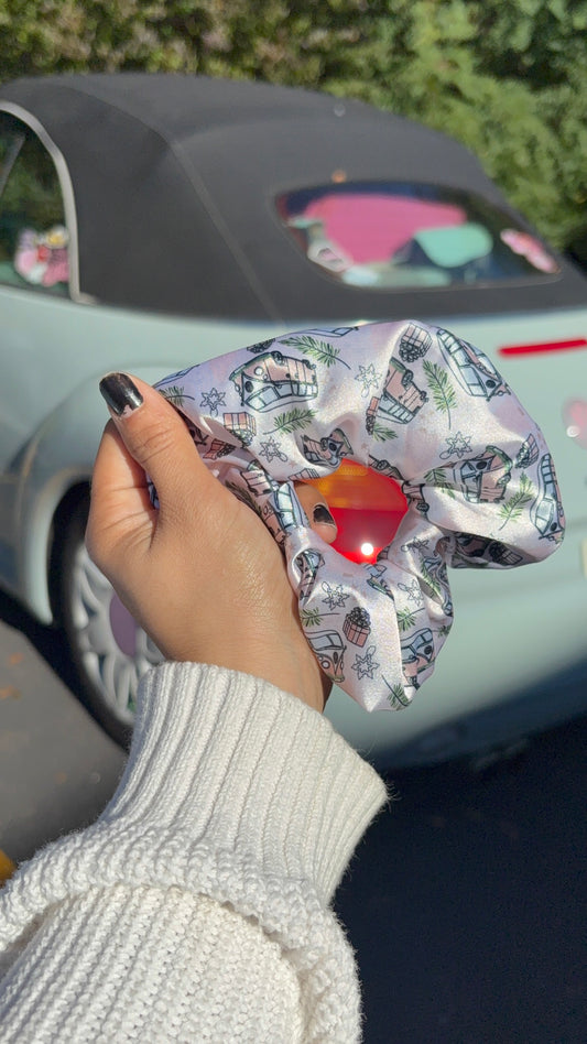 Winter Bus Satin Scrunchie