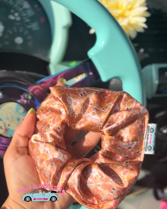 Autumn Bus Satin Scrunchie