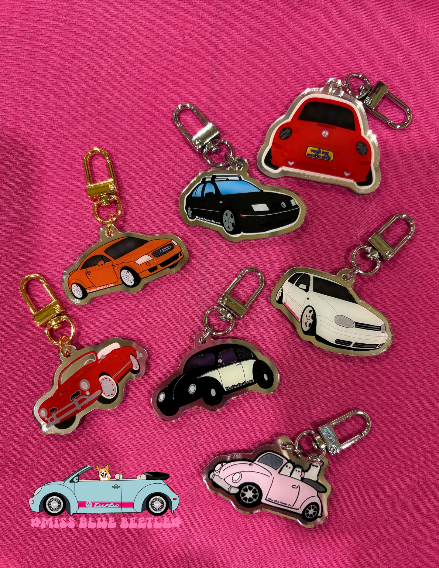 Acrylic keychains Bugs, GTI, TT, & Karmann