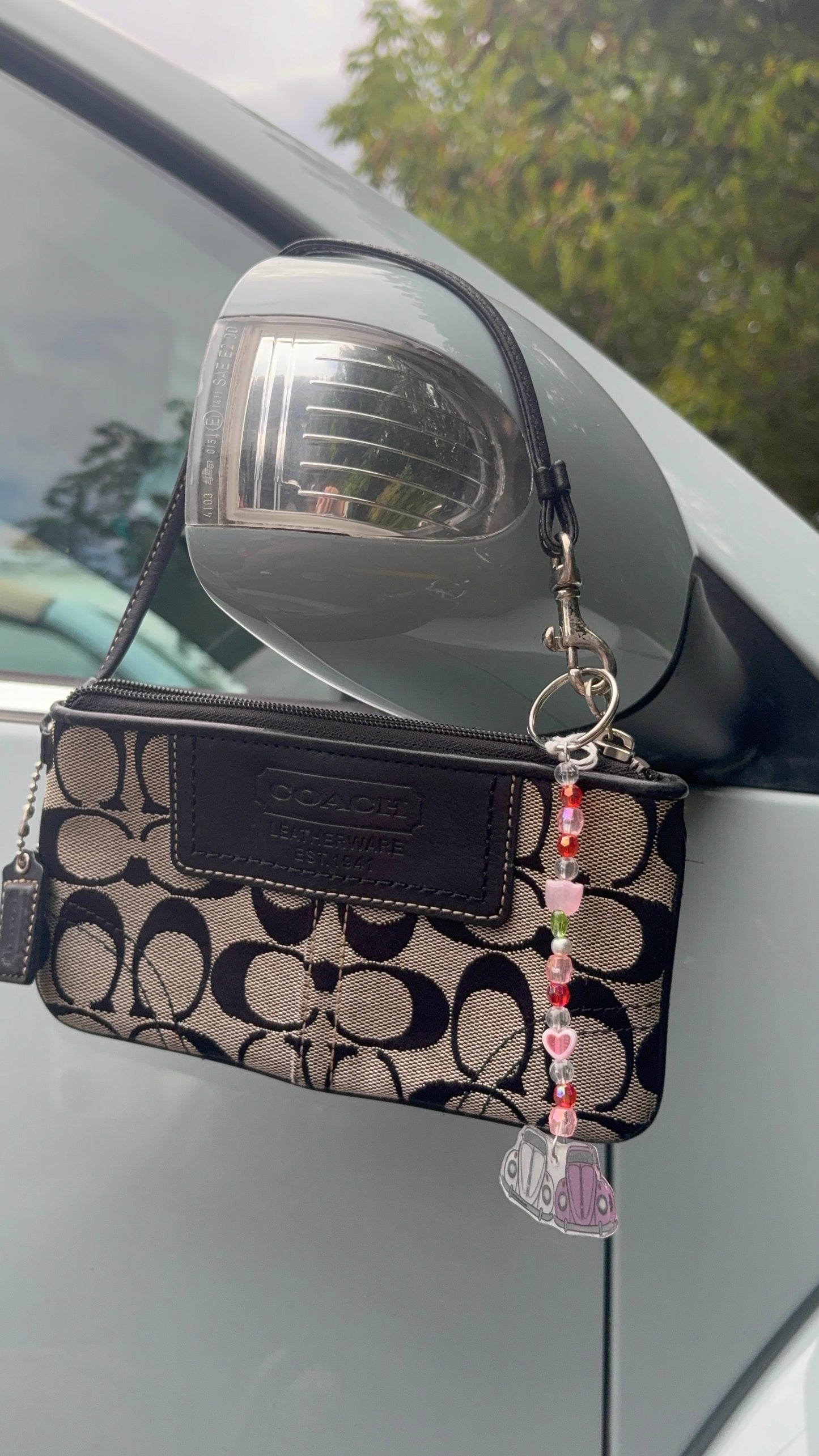 Aircooled pink and white punch buggy keychain