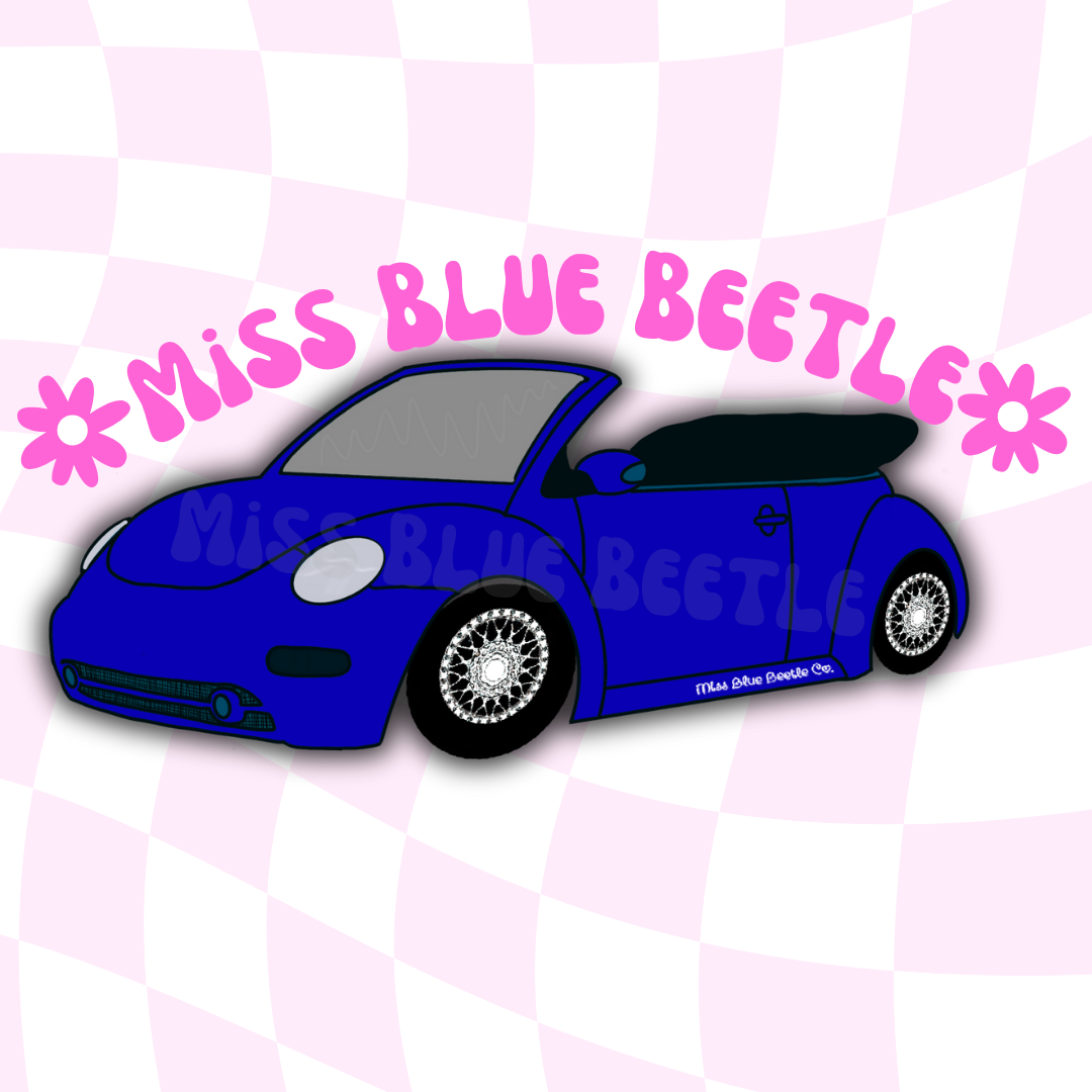 Dark blue bug new beetle convertible sticker