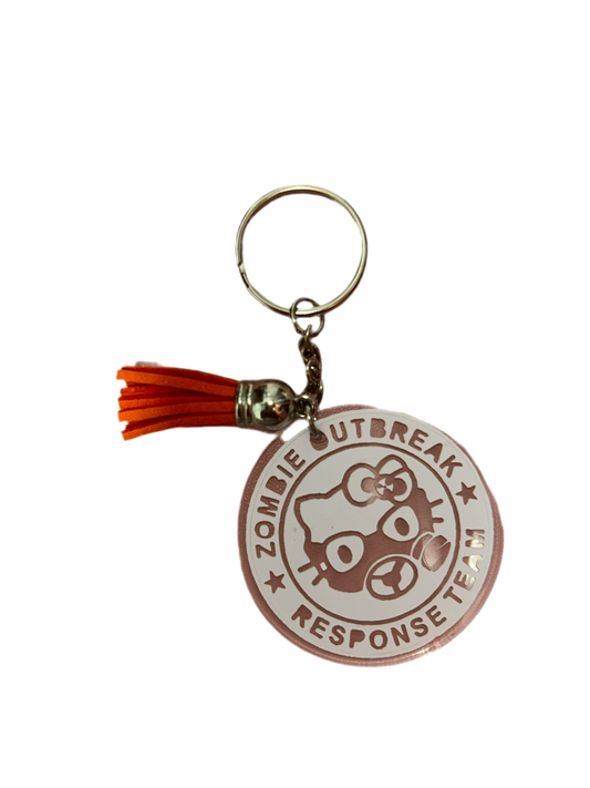 Hello zombie keychain clear circled