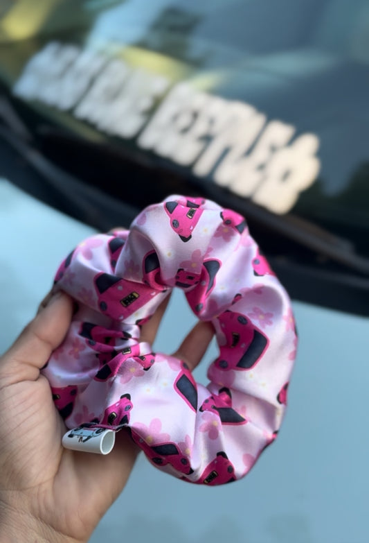 Pink punch buggy satin scrunchie