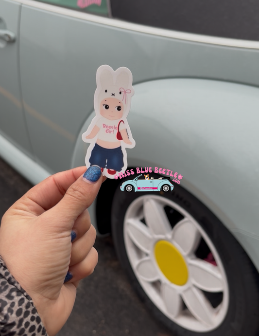 Beetle girl angel weatherproof decal