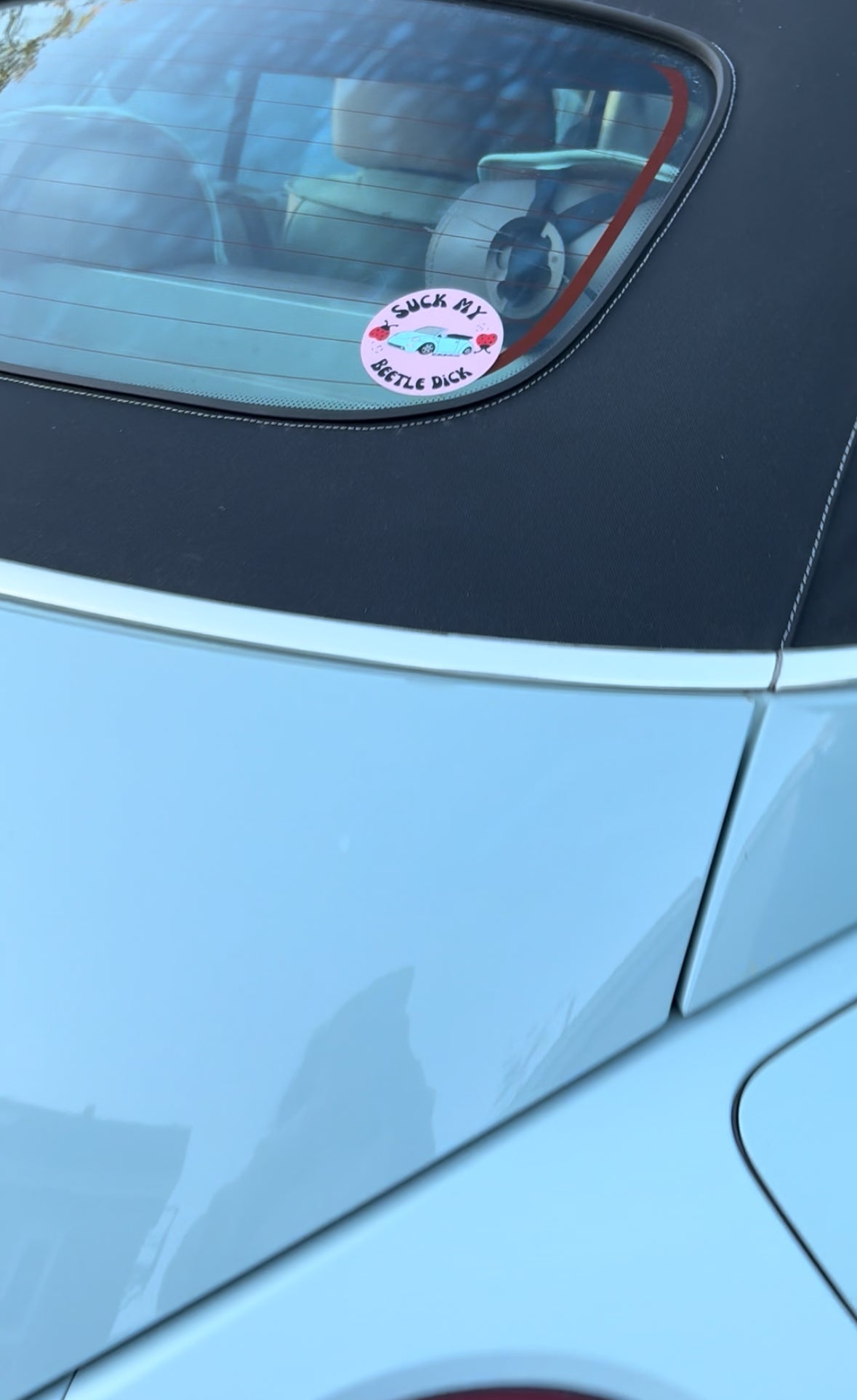 Suck my beetle blue Weatherproof Decal