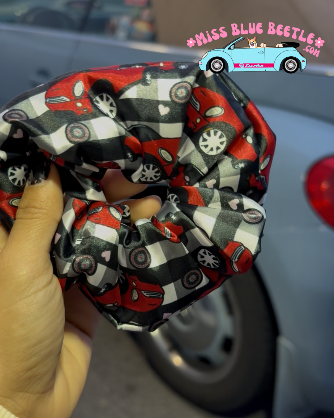 Mini Cooper satin scrunchie