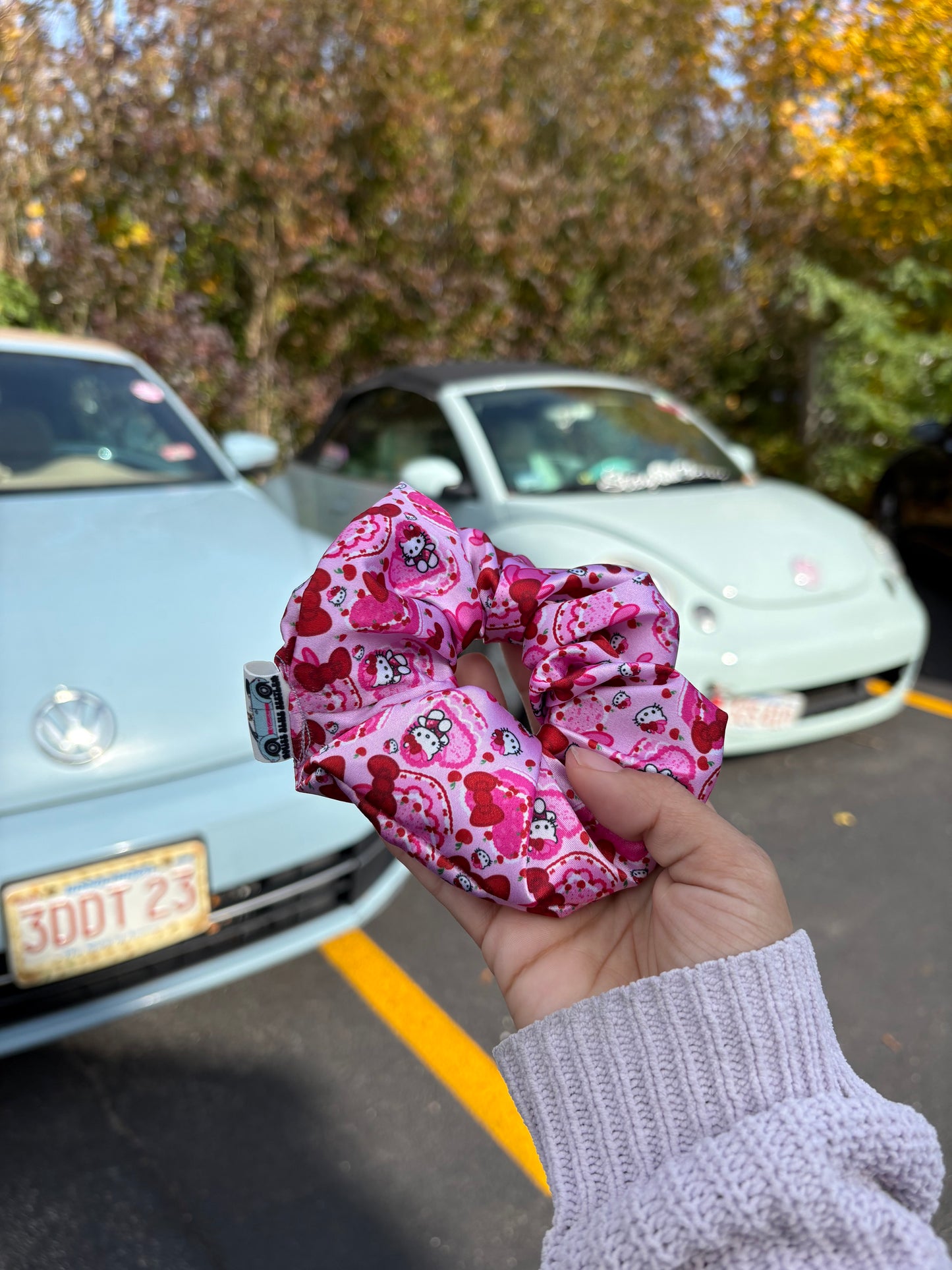 Cakes, Kitty, & cherries satin scrunchie
