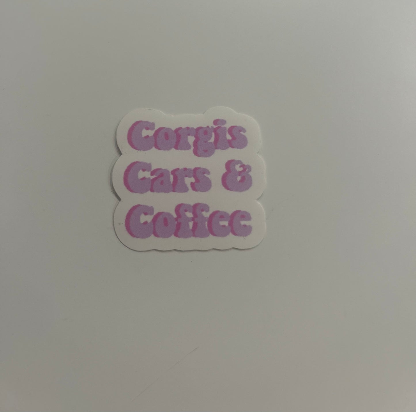 Corgis, cars & coffee sticker *small*